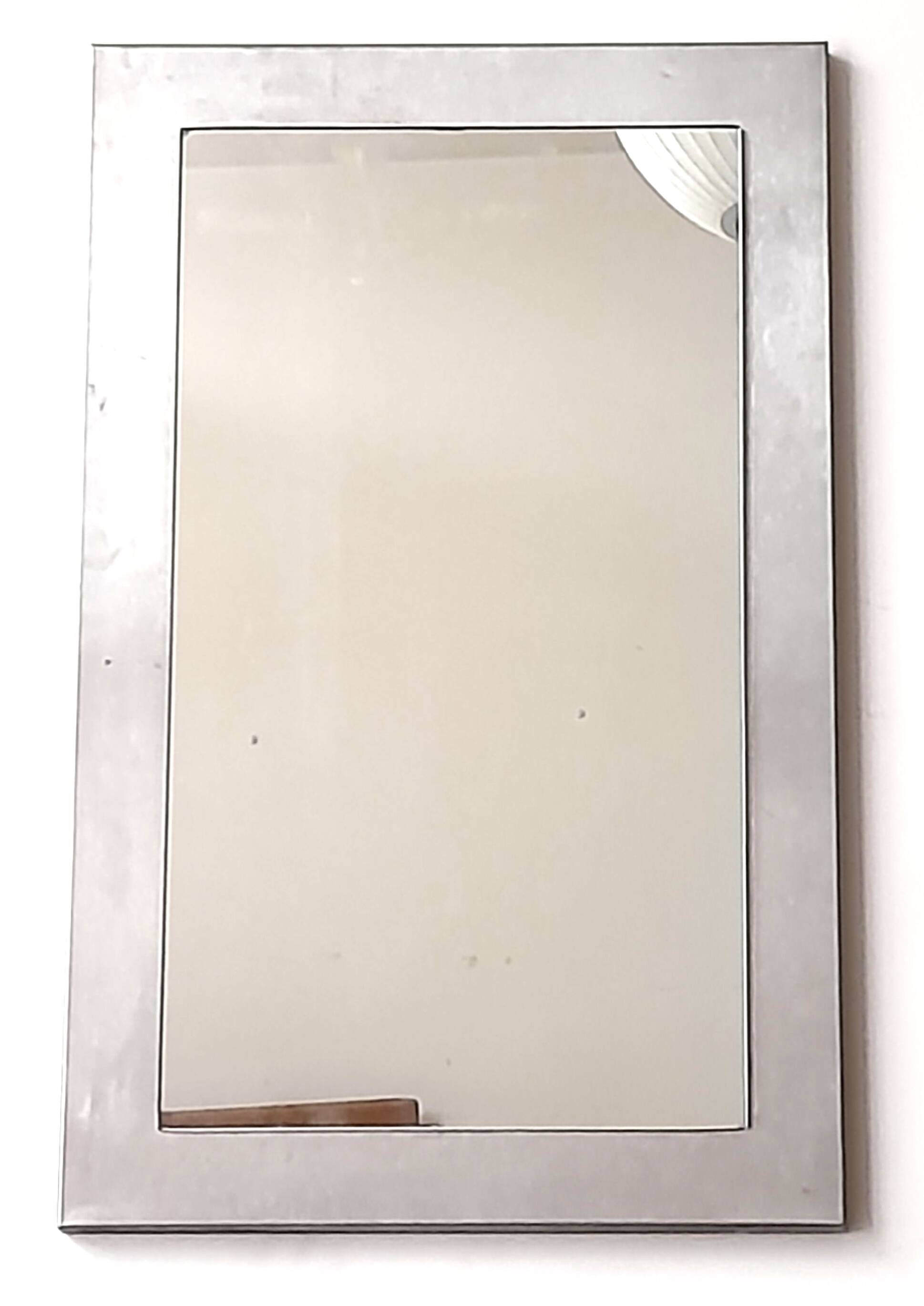 Vintage 90s rectangular bent/brushed aluminum mirror