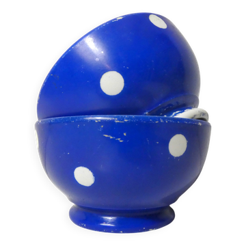 2 small old blue polka dot porcelain bowls from Longchamp