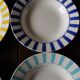 Lot 6 hollow plates Digoin Sarreguemines stripes colors