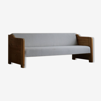 Mid Century Danish Daybed in solid pine, reupholstered in wool, 1980s