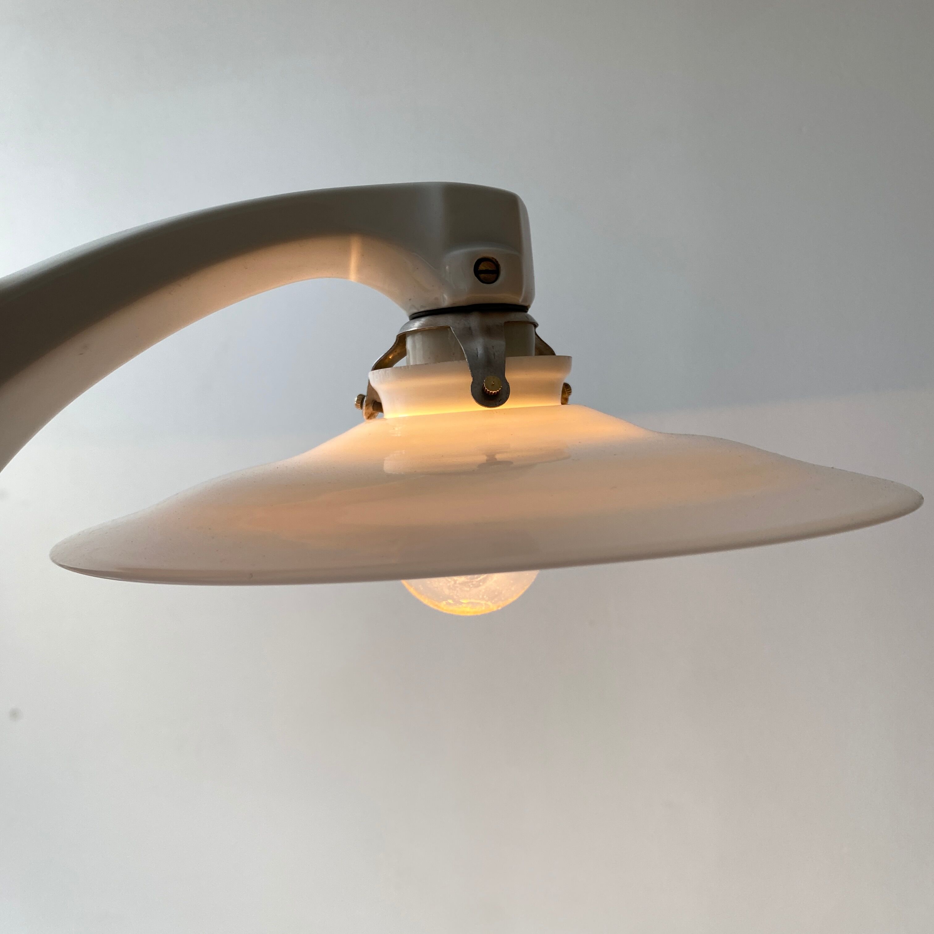 Old ceramic and opaline vintage wall lamp