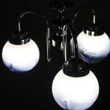 1960s Chrome Plated Chandelier with Murano Glass, Italy