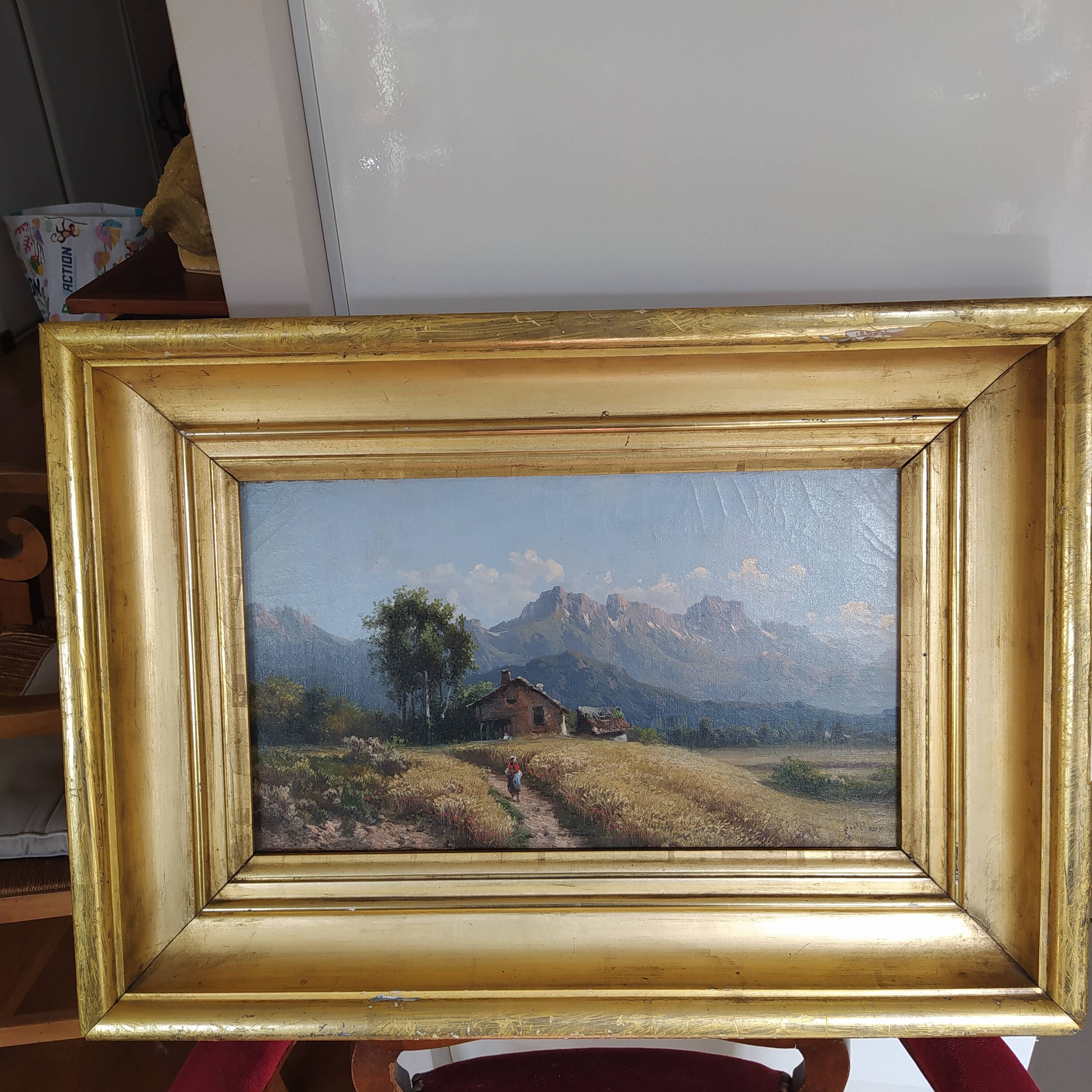 Oil on canvas signed Emile Gochaux Pyrenees, circa 1900