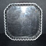 Old square tray in molded glass - liquor or fruit service 21.5cm