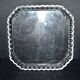 Old square tray in molded glass - liquor or fruit service 21.5cm