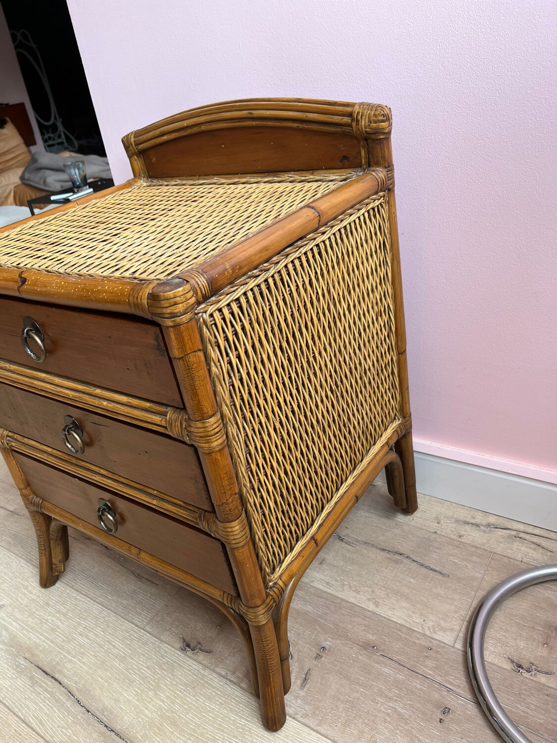 Wicker rattan chest of drawers