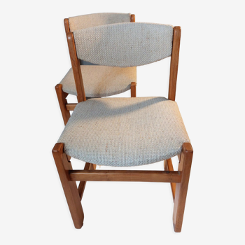 Pair of modernist chairs in solid elm 1970