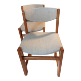 Pair of modernist chairs in solid elm 1970