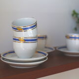 Coffee cups made of fine vintage porcelain blue and gold