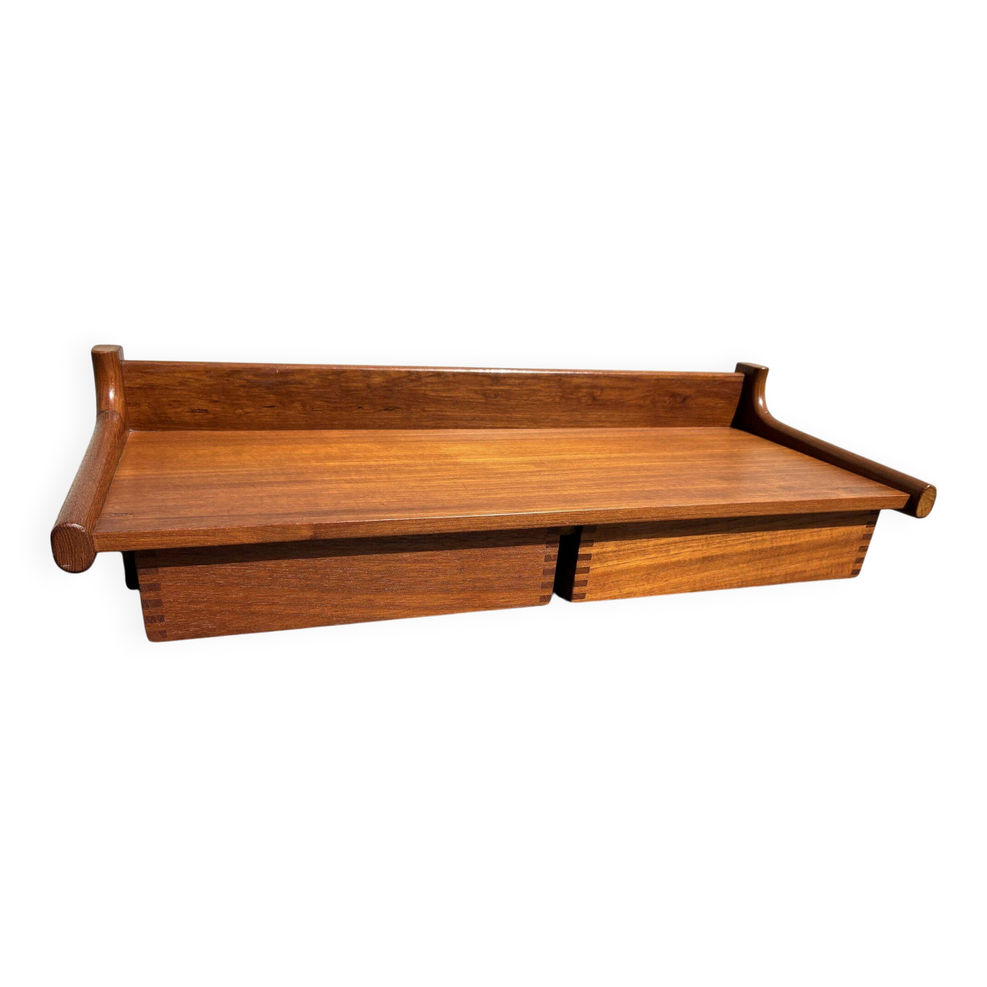 Kai Kristiansen teak wall shelf with drawers, Kaagaards Møbelfabrik, 1960s