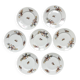 Set of 7 dessert plates in porcelain, butterfly pattern and wheat sheaves.