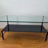 Coffee table design 50s vintage glass and brass