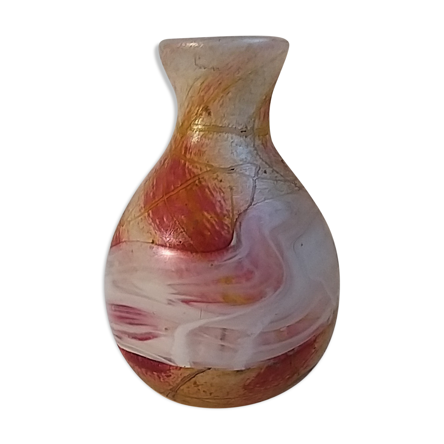 Murano hand-blown glass vase agate décor 1960/1970
