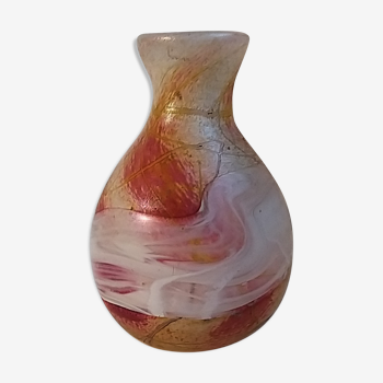 Vase en verre soufflé à la main de Murano décor d'agate 1960/1970