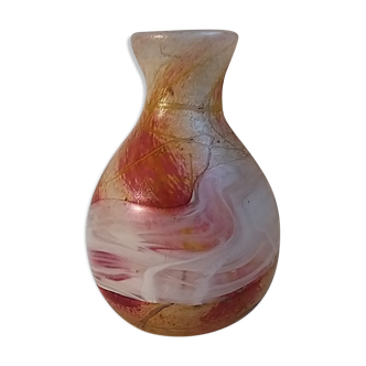 Vase en verre soufflé à la main de Murano décor d'agate 1960/1970