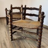 2 mulched armchairs in turned wood