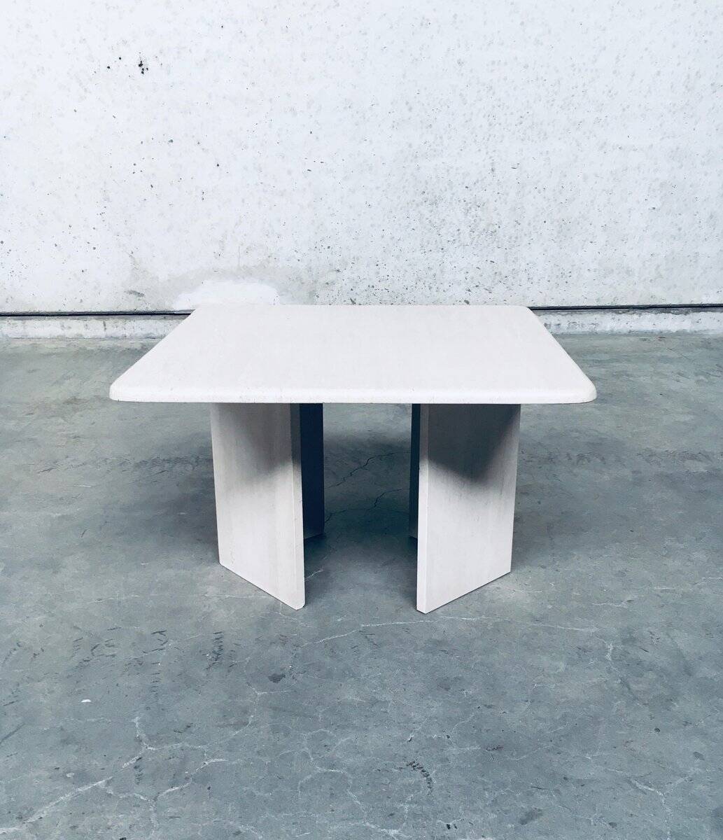 Vintage Italian Postmodern Square Granite Stone Side Table, 1970s