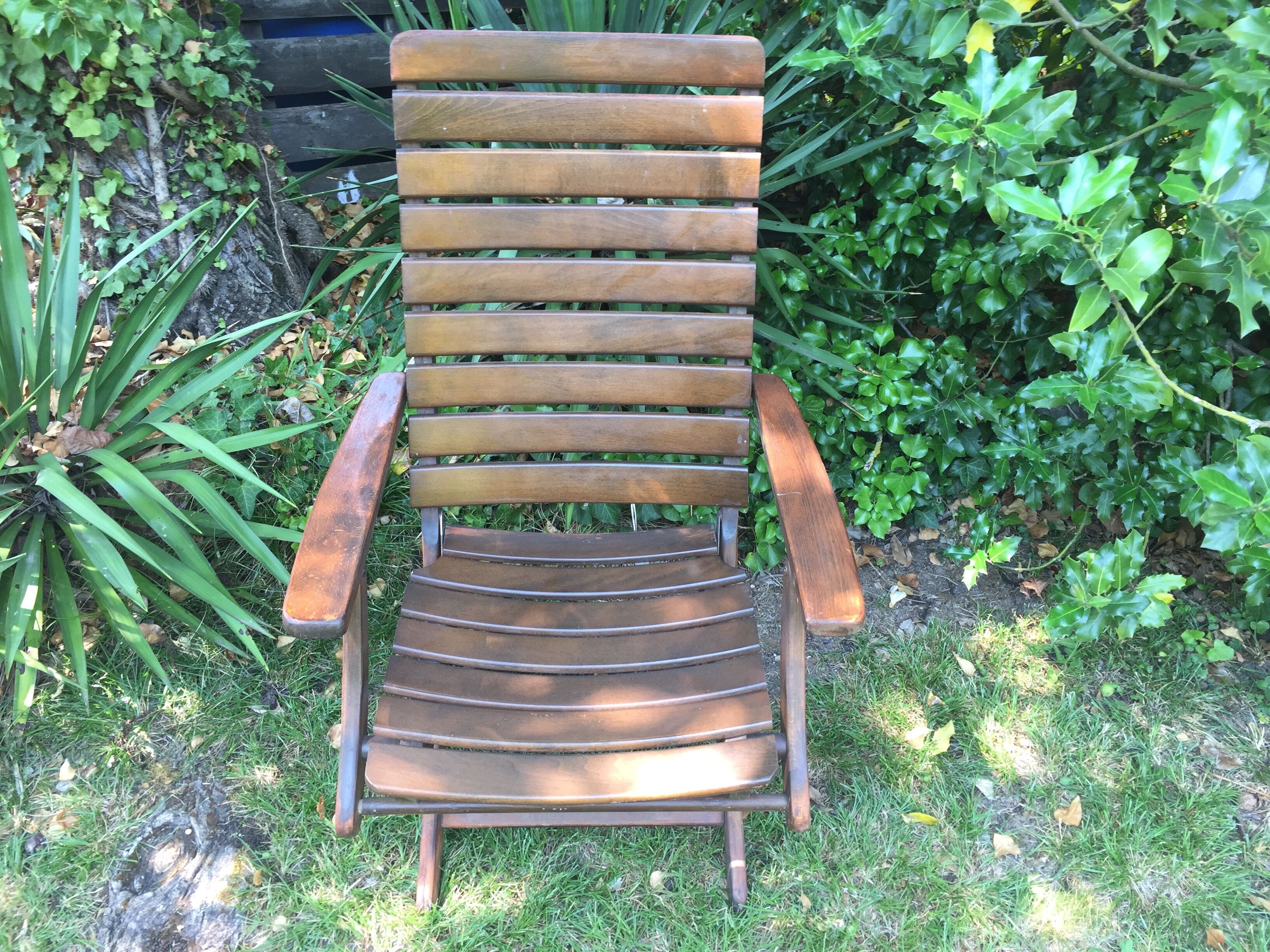 Vintage wooden herlag folding armchair