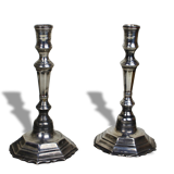 Pair of silver-plated bronze candlesticks