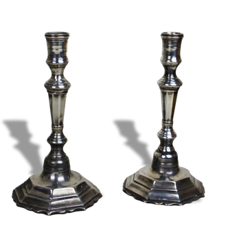 Pair of candlesticks flambeaux silver Bronze