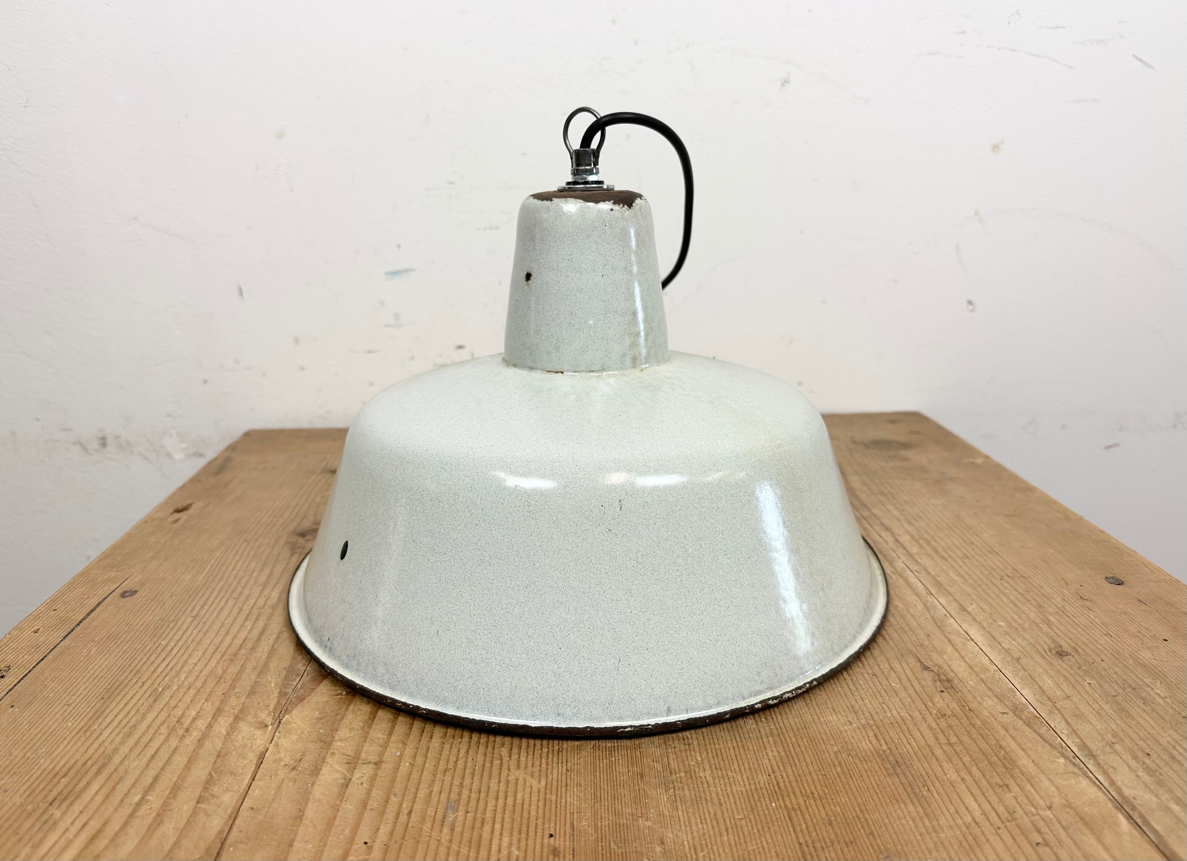 Industrial White Enamel Factory Pendant Lamp from Zaos, 1960s