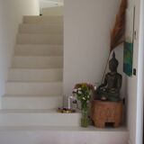 Handmade recycled cotton rug - Coral and ecru