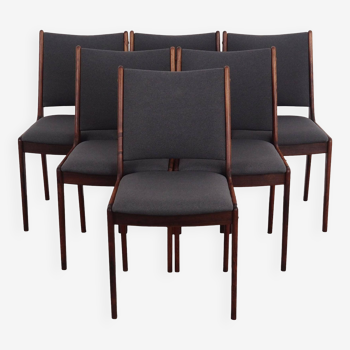 Ensemble de six chaises en palissandre, design danois, années 1960, designer : Johannes Andersen