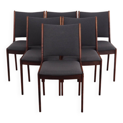 Ensemble de six chaises en palissandre, design danois, années 1960, designer : Johannes Andersen