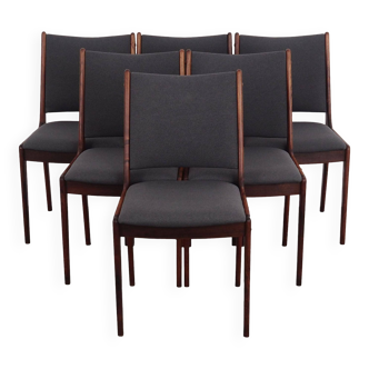 Ensemble de six chaises en palissandre, design danois, années 1960, designer : Johannes Andersen