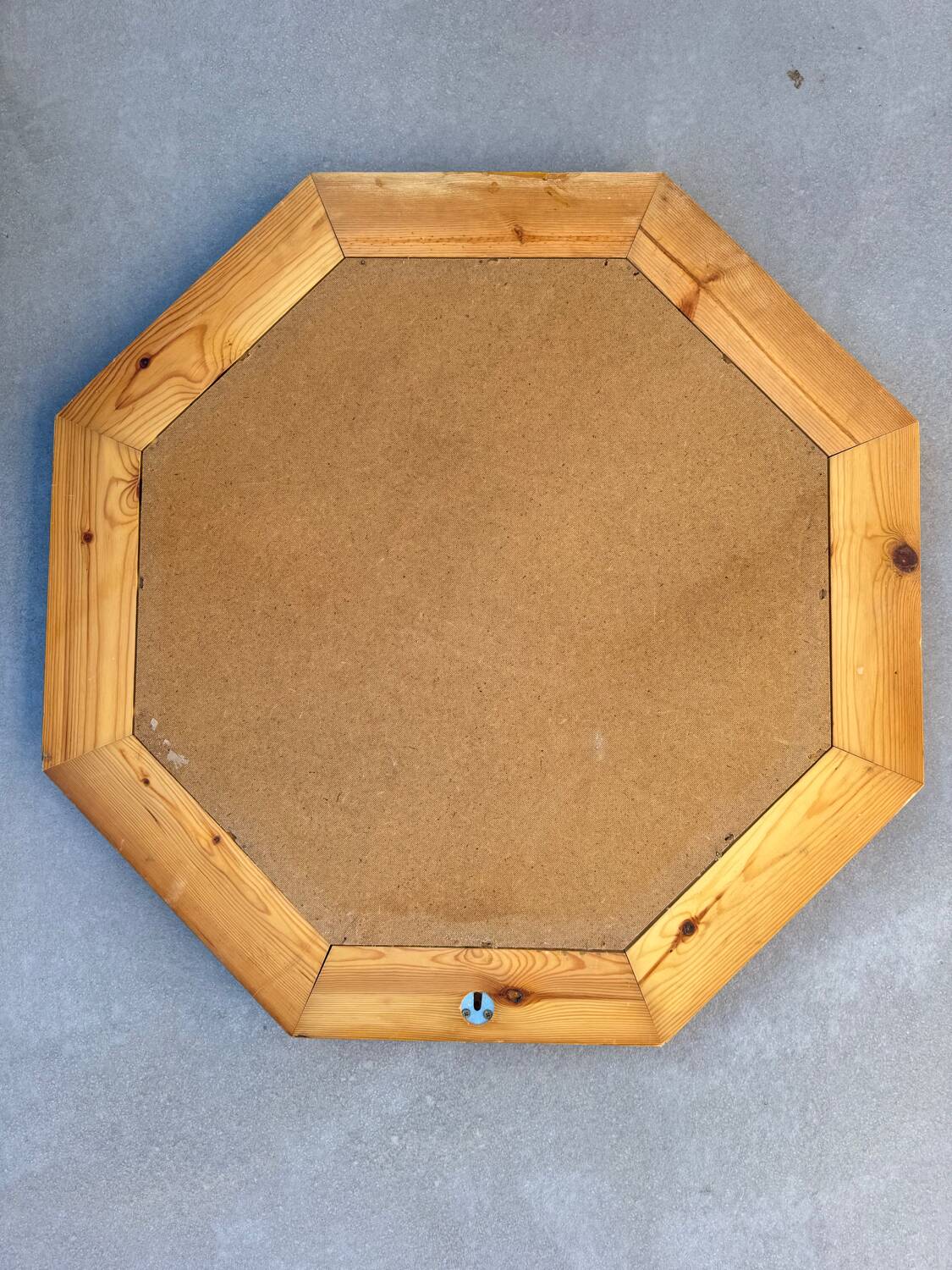 Octagonal pine mirror in 1980s Scandinavian design.