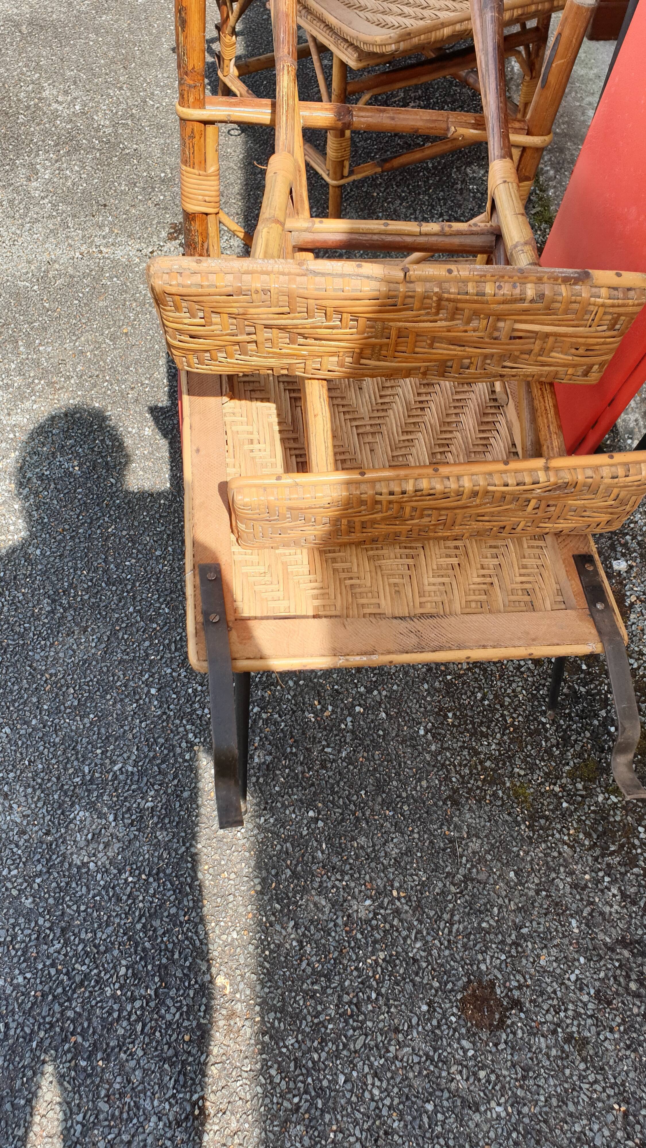 Rattan garden deckchair half XXth