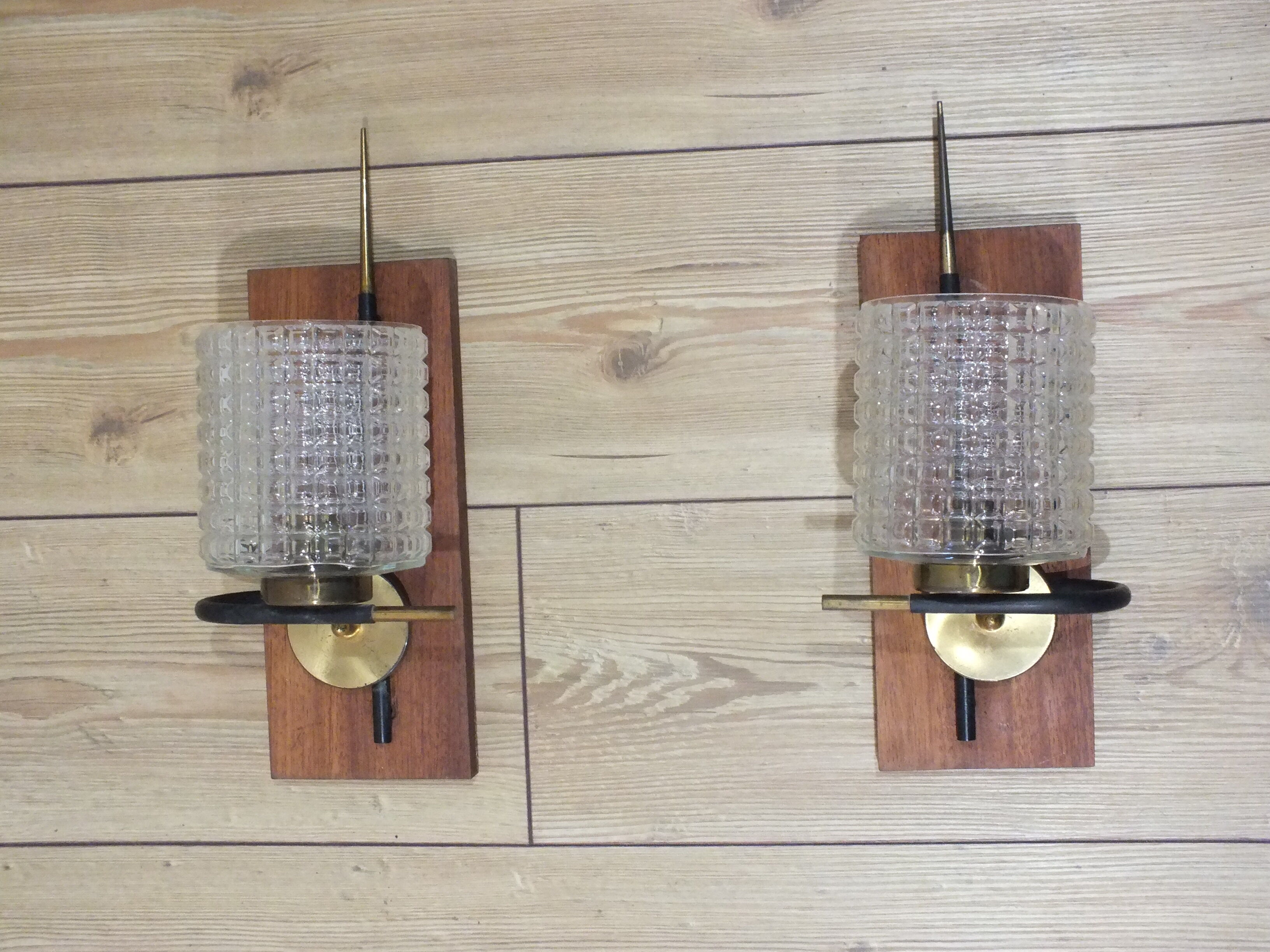 Paire d'appliques vintage années 50 Arlus style scandinave