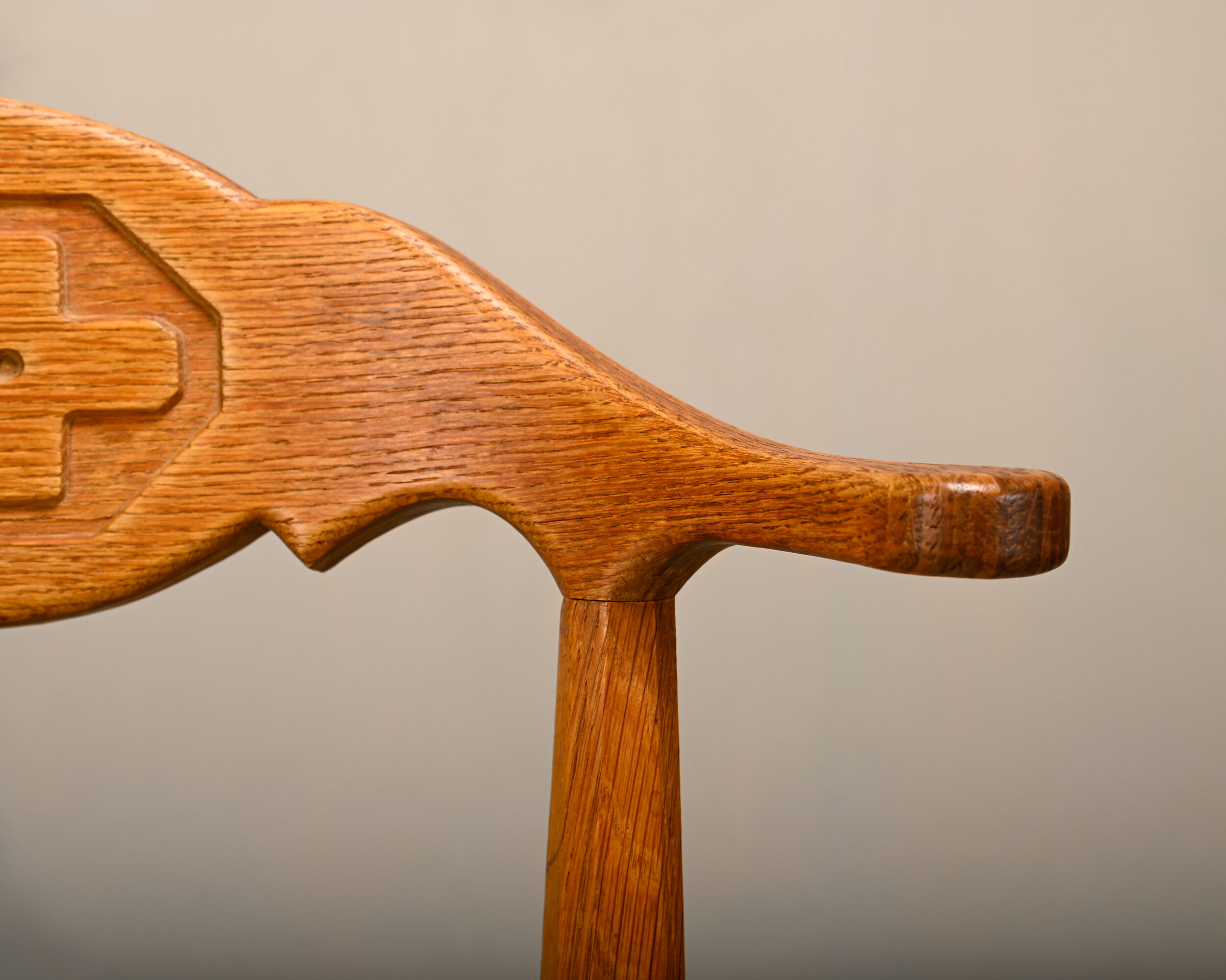 Henning Kjærnulf brutalist dining chairs set in Oak and Sheepskin, Denmark