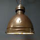 Old copper industrial church pendant light, Dutch 1930