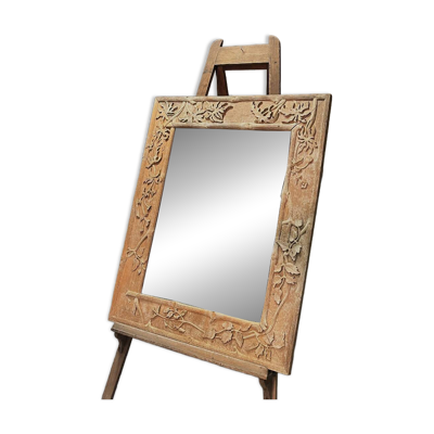 Miroir Art Nouveau à décor de feuilles de pavot , signé de Roger père