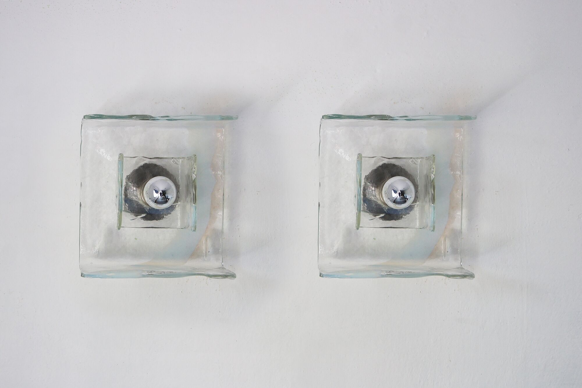 Italian Murano Glass Wall Lamps by Carlo Nason for Mazzega, 1970s, Set of 2