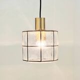 Mid Century Glass & Brass Ceiling Light From Limburg, Germany, 1960s