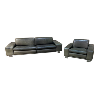 Sofa and leather armchair Roche Bobois
