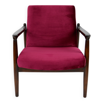 Vintage Burgundy GFM-64 Armchair attributed to Edmund Homa, 1970s