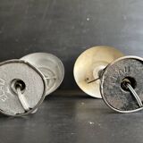 Pair of Art Deco ELAU mushroom lamps with adjustable nickel-plated metal.