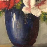 Oil on canvas bouquet of anemones by Henriette de Elmonty