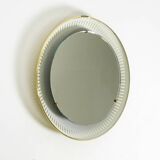Rare round illuminated mid-century Hillebrand metal mirror from 1966