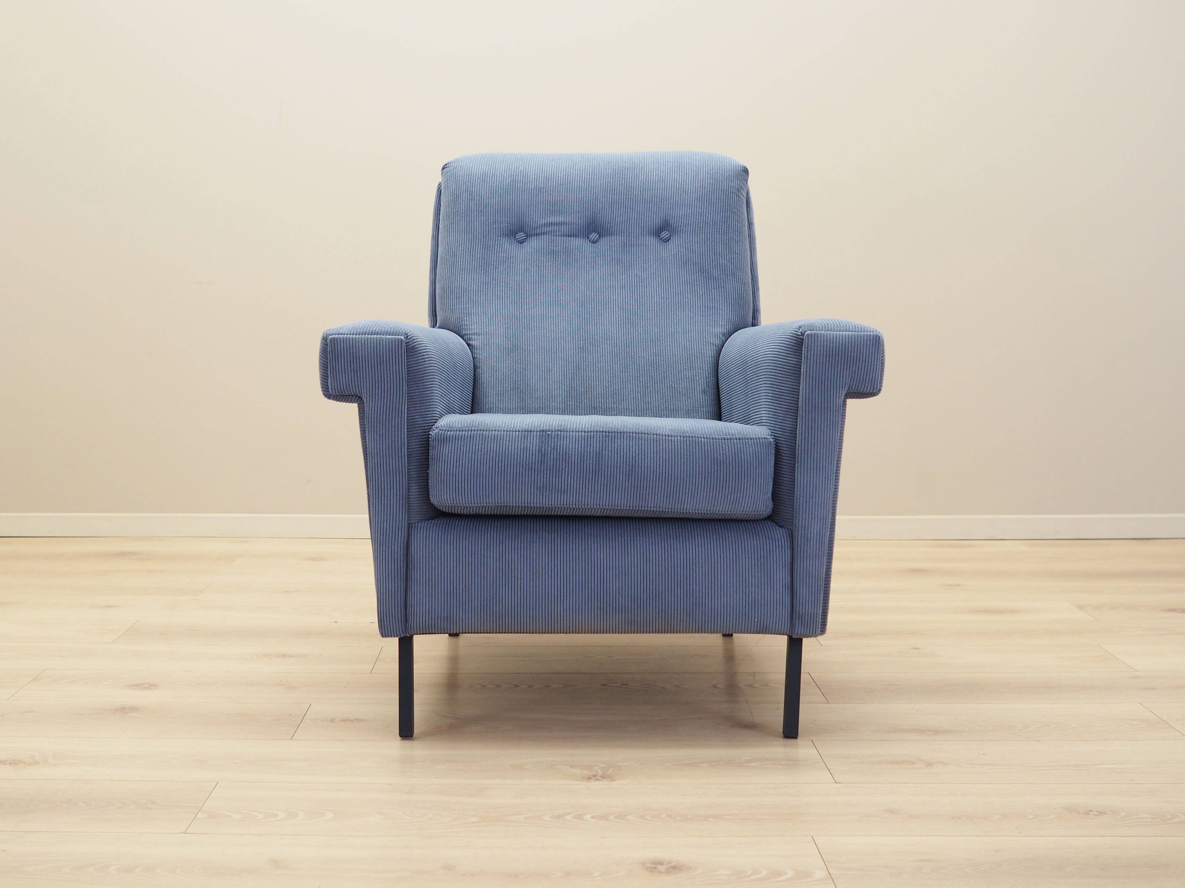 Blue armchair, Italian design, 1970s, production: Italy