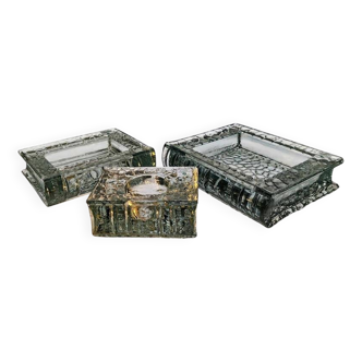 1970s very Rare Set of 3 Book shaped Ashtrays in Murano Glass by Antonio Im