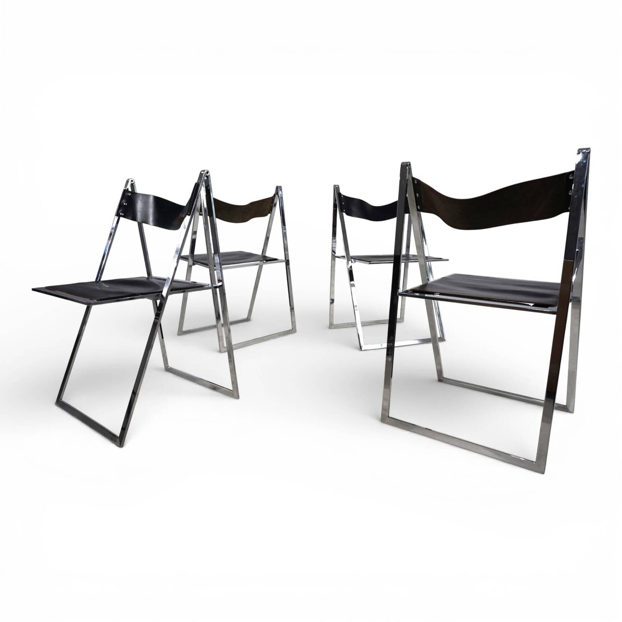Lübke 4-piece set of folding dining chairs by Fantoni&Geraci, 1969