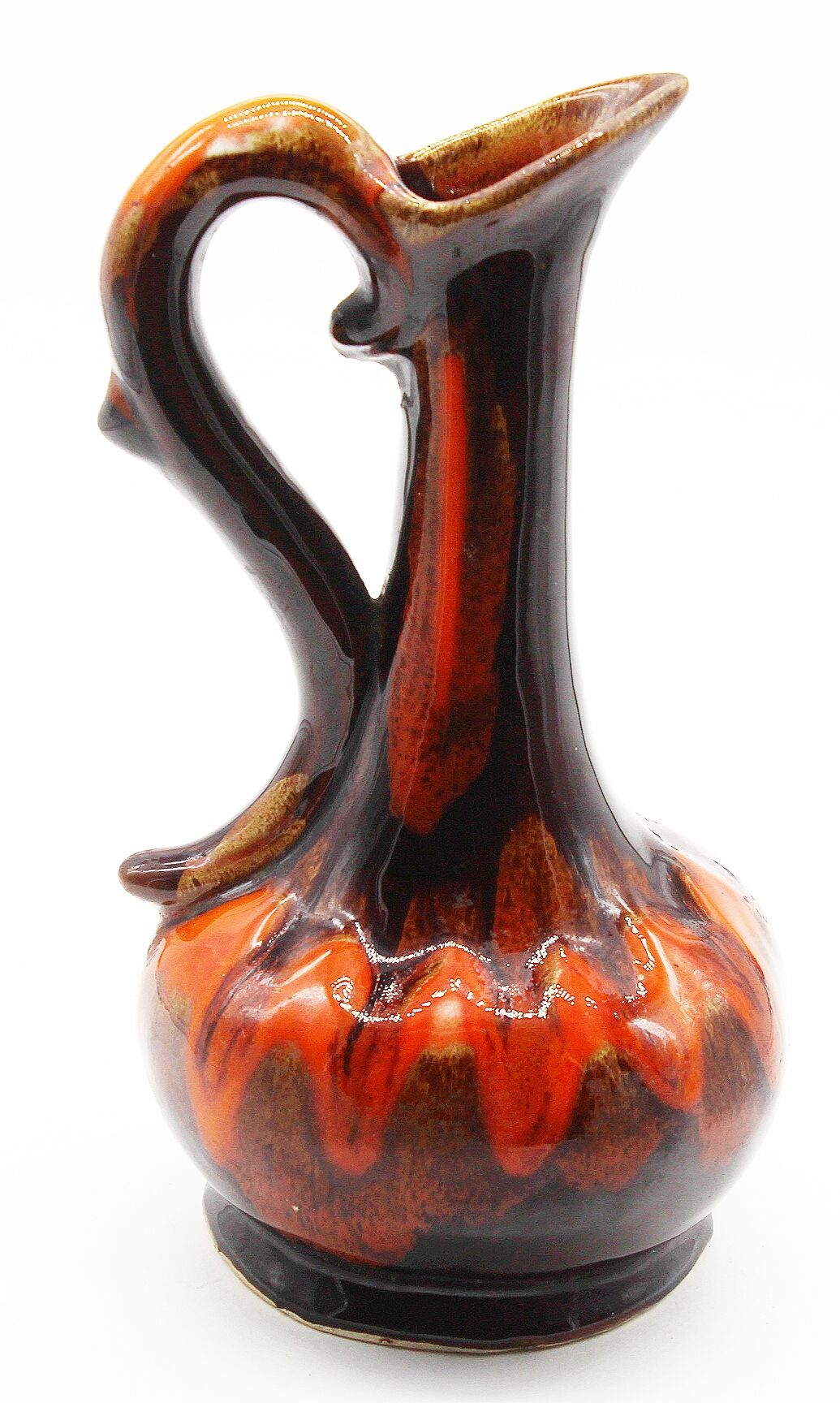 Carafe en céramique orange vintage