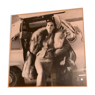 Vintage photo fashion years 60 fur and car