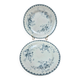 Set of 2 antique flat plates Terre de Fer – Hippolyte Boulenger & Cie – Roscoff model