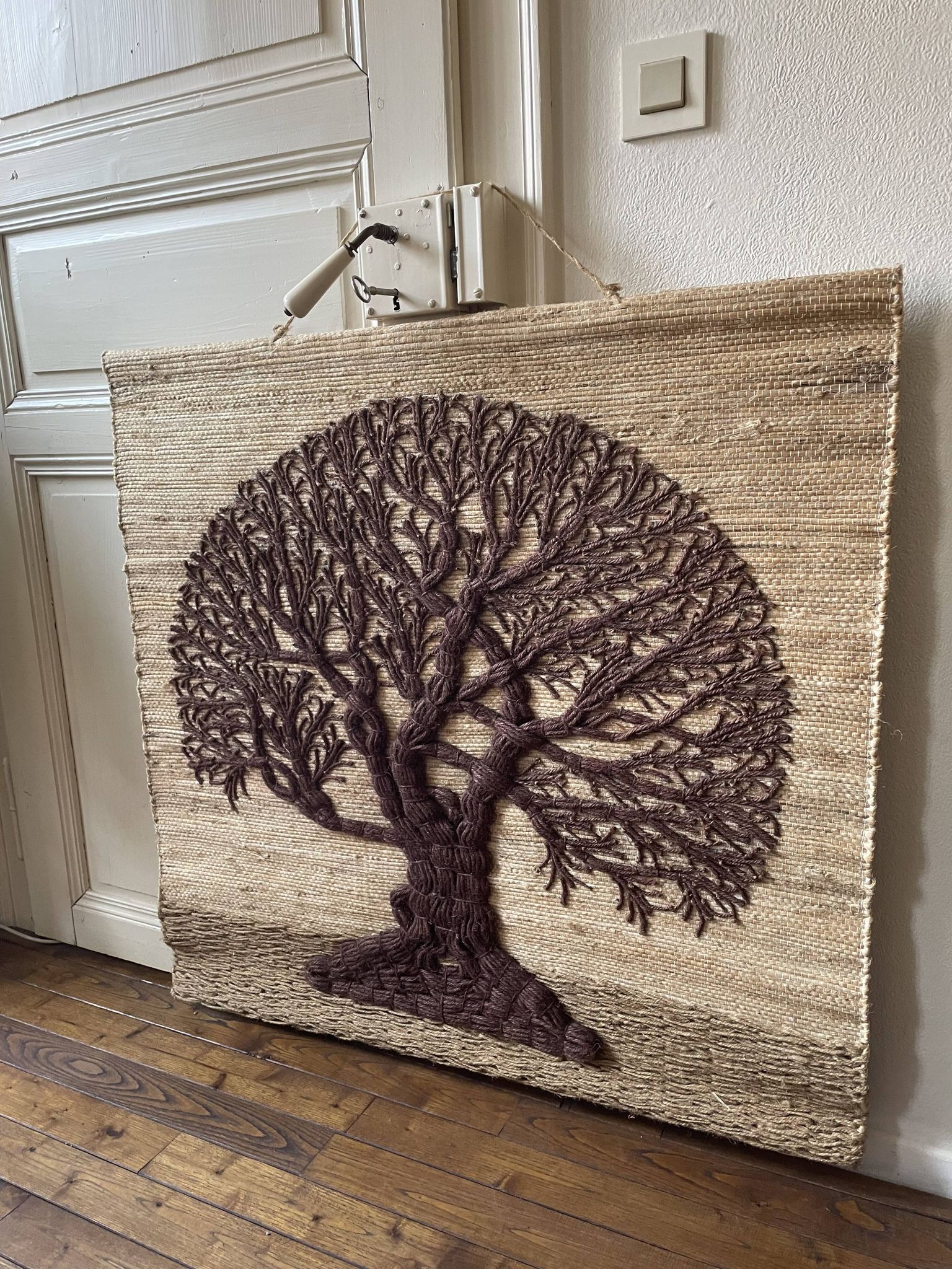 Large woven wall tapestry made of fibers Tree of Life