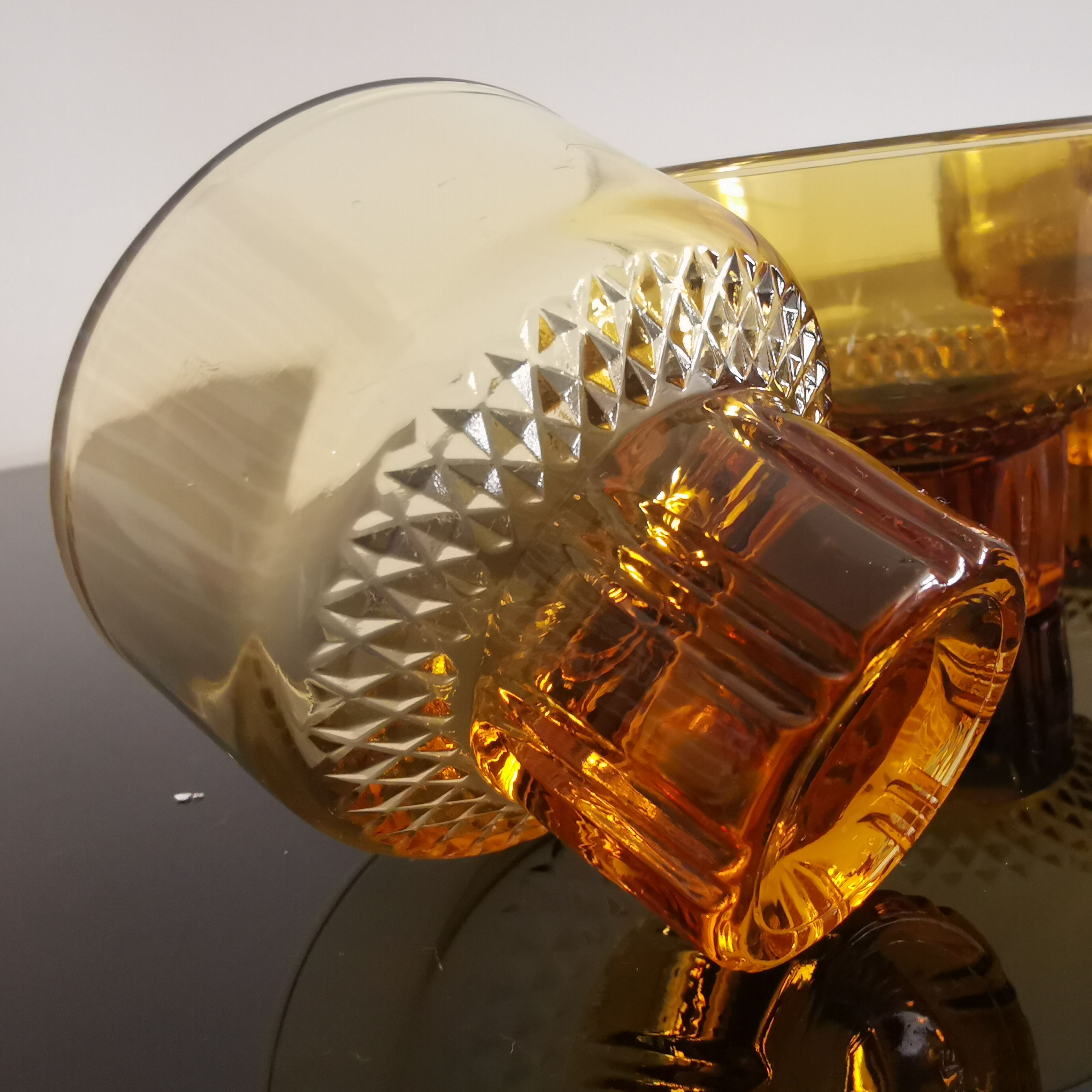 Vintage amber orange Italian espresso cups